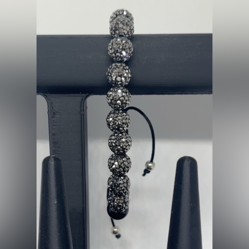 Shungite Black Beaded Bolo Bracelet with Sparkle Beads